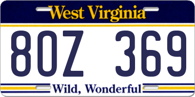 WV license plate 8OZ369