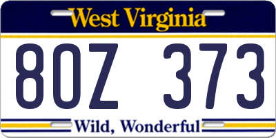 WV license plate 8OZ373