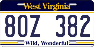 WV license plate 8OZ382