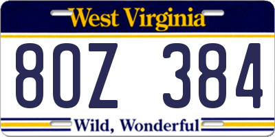 WV license plate 8OZ384