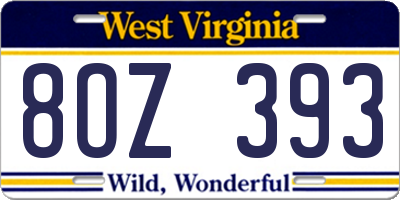 WV license plate 8OZ393