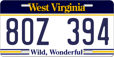 WV license plate 8OZ394