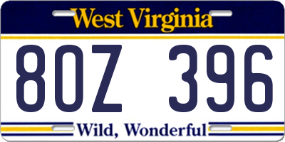 WV license plate 8OZ396