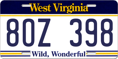WV license plate 8OZ398