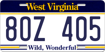 WV license plate 8OZ405