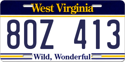 WV license plate 8OZ413