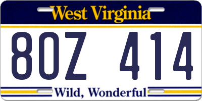 WV license plate 8OZ414