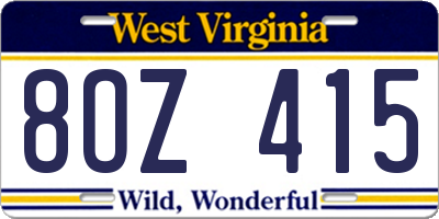 WV license plate 8OZ415