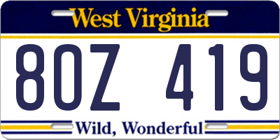 WV license plate 8OZ419