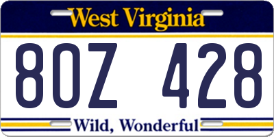 WV license plate 8OZ428