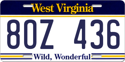 WV license plate 8OZ436