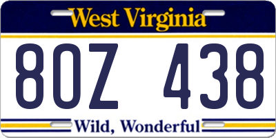 WV license plate 8OZ438