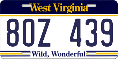 WV license plate 8OZ439