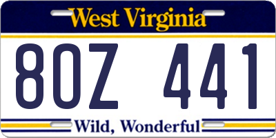 WV license plate 8OZ441