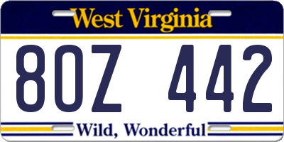 WV license plate 8OZ442