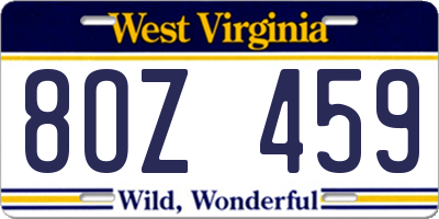 WV license plate 8OZ459
