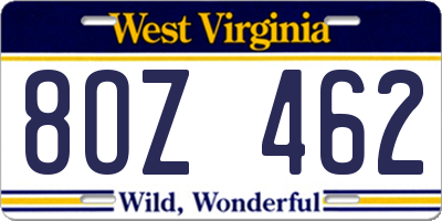 WV license plate 8OZ462