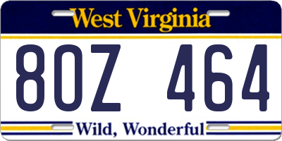 WV license plate 8OZ464