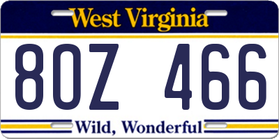 WV license plate 8OZ466