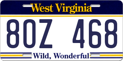 WV license plate 8OZ468