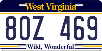 WV license plate 8OZ469