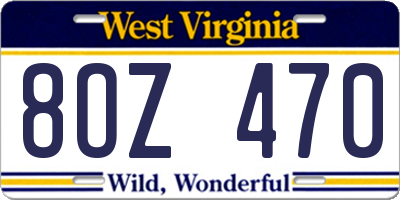 WV license plate 8OZ470
