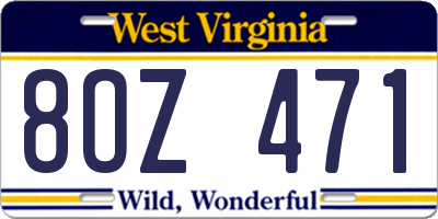 WV license plate 8OZ471