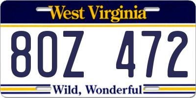 WV license plate 8OZ472