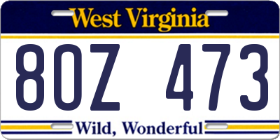WV license plate 8OZ473