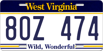 WV license plate 8OZ474