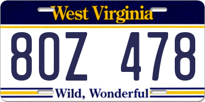WV license plate 8OZ478
