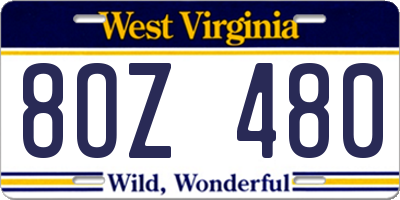 WV license plate 8OZ480