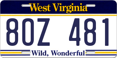 WV license plate 8OZ481