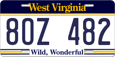 WV license plate 8OZ482