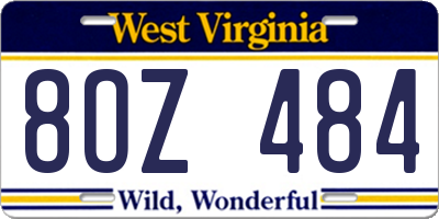 WV license plate 8OZ484