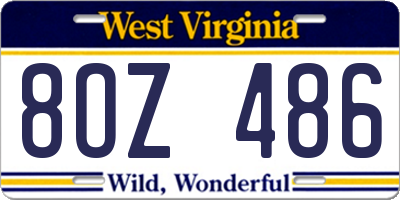 WV license plate 8OZ486