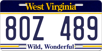 WV license plate 8OZ489