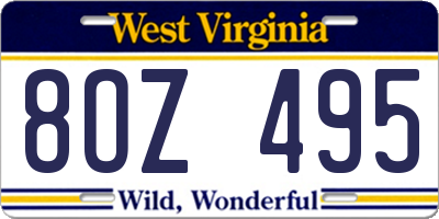 WV license plate 8OZ495