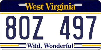 WV license plate 8OZ497
