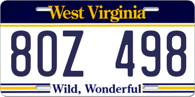 WV license plate 8OZ498