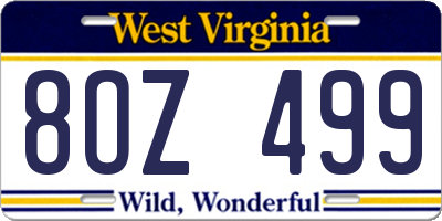 WV license plate 8OZ499