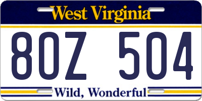 WV license plate 8OZ504