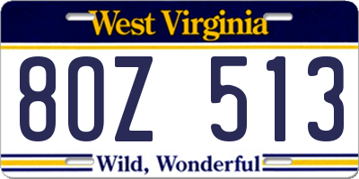 WV license plate 8OZ513