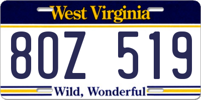 WV license plate 8OZ519