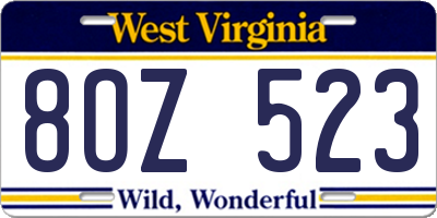 WV license plate 8OZ523