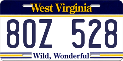 WV license plate 8OZ528