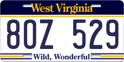 WV license plate 8OZ529