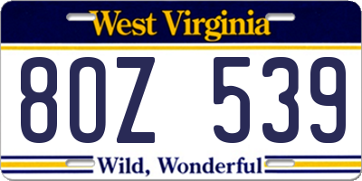 WV license plate 8OZ539