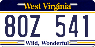 WV license plate 8OZ541