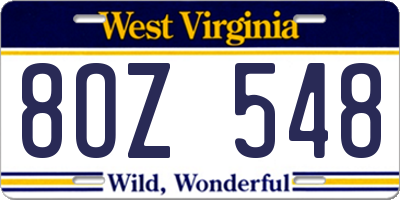 WV license plate 8OZ548